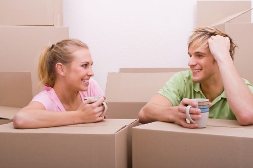 Packed boxes and furniture ready for local removals
